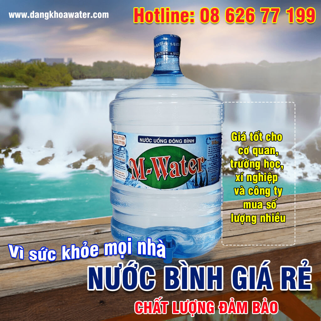 Nước uống đóng bình tinh khiết M-Water 20l giá rẻ