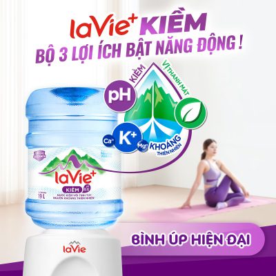 Nước LaVie+ Kiềm 19L bình úp máy nóng lạnh